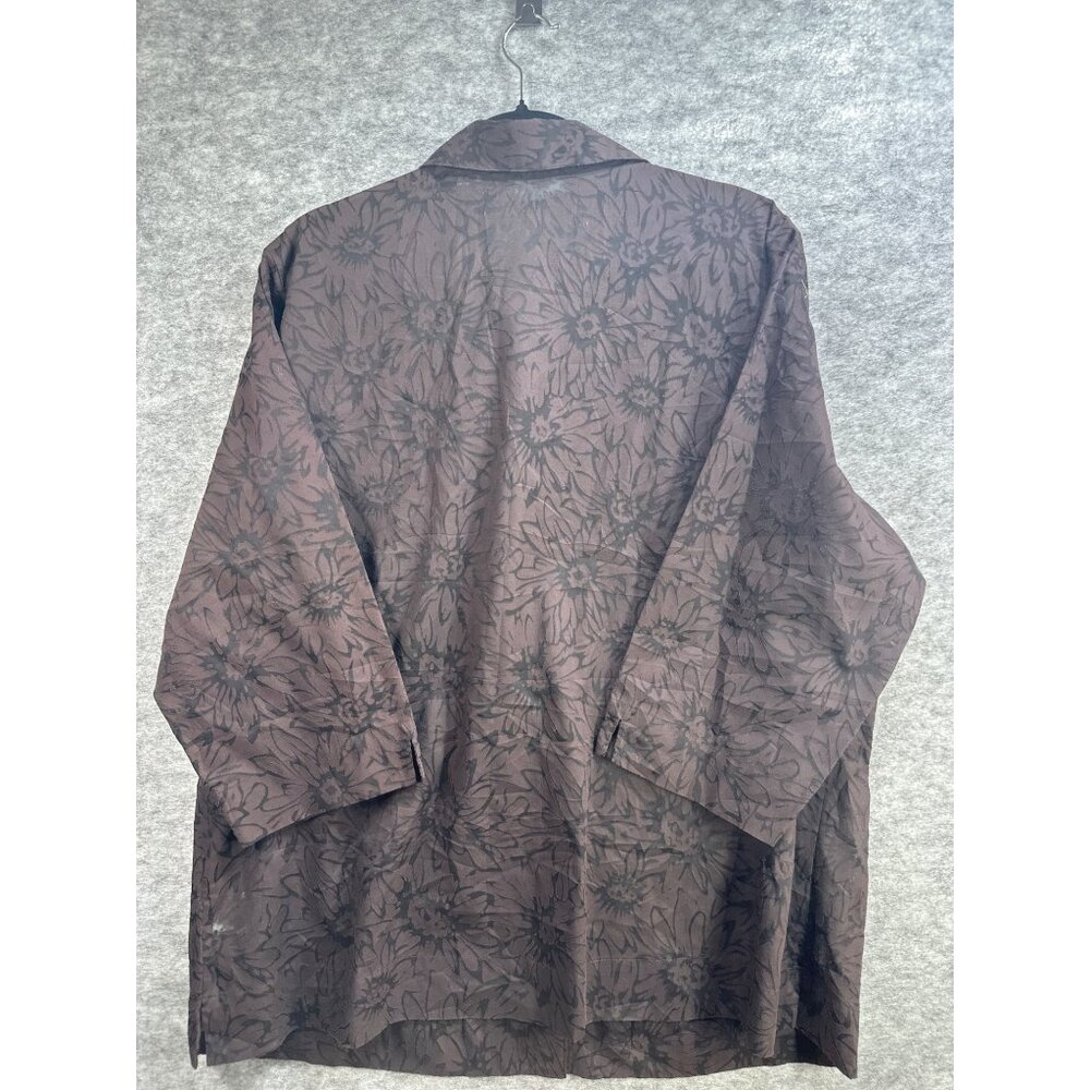 Sag Harbor‎ Womens 1X Floral Button-Up Shirt Brown & Black - Picture 6 of 6